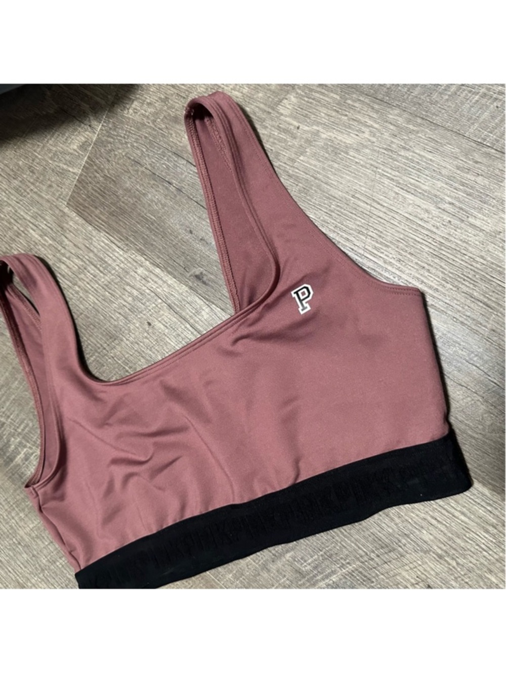 PINK Victoria's Secret Mauve Sports Bralette with Black Band